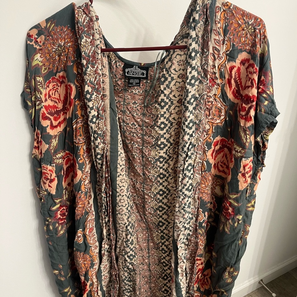 Angie Multicolor Patterned Kimono